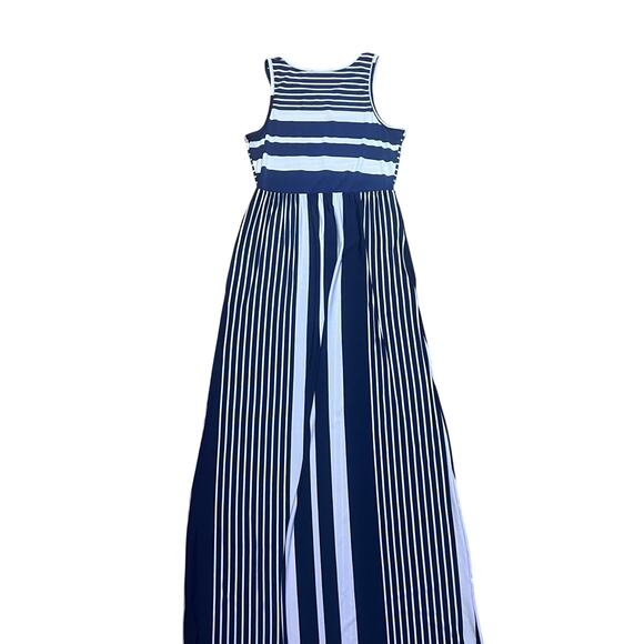 Blue White Striped Maxi Dress Sleeveless Stretchy Long Summer Dress Size Medium - Picture 12 of 12